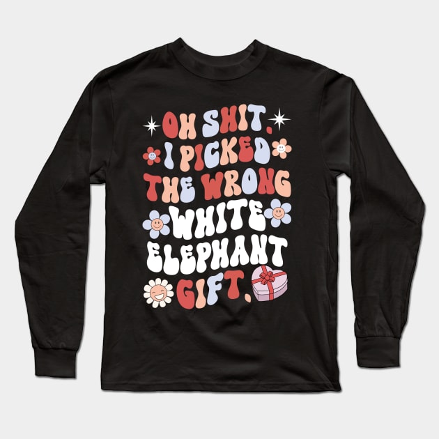 Oh Shit White Elephant Gifts Long Sleeve T-Shirt by Estrytee